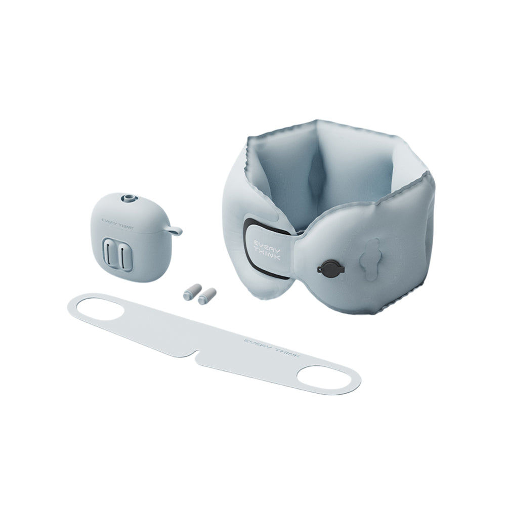 EVERY THINK|捲捲充氣旅行三件組(充氣頸枕+薄貼眼罩+降噪耳塞) 附專屬充氣收納盒