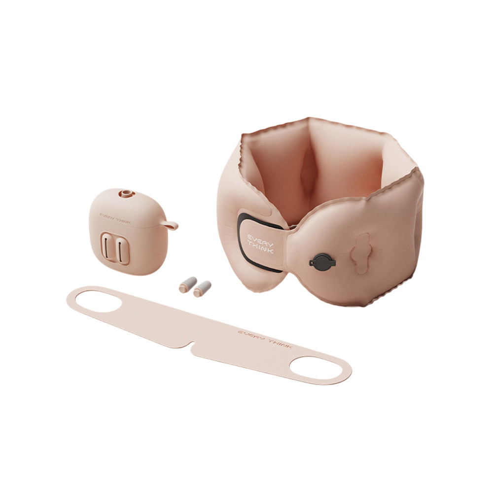 EVERY THINK|捲捲充氣旅行三件組(充氣頸枕+薄貼眼罩+降噪耳塞) 附專屬充氣收納盒